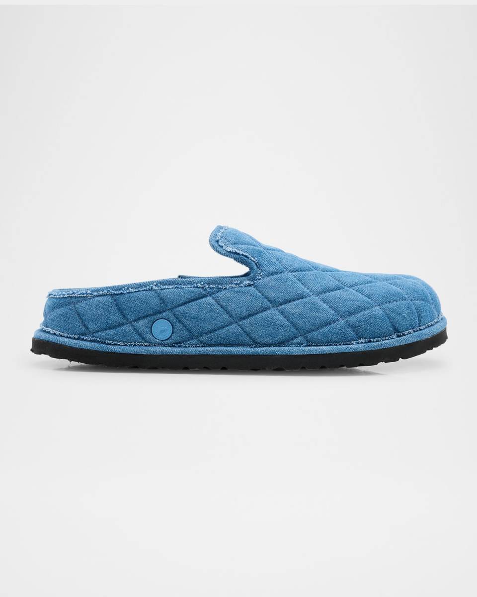 Eliscu Quilted Denim Slide Mules